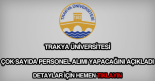 Trakya Üniversitesi personel alımı
